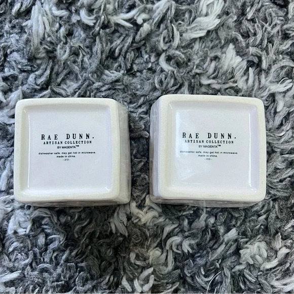 Rae Dunn Savor and Enjoy Square Ceramic Bowl Set Green FabFitFun Gift 3” - Picture 5 of 8